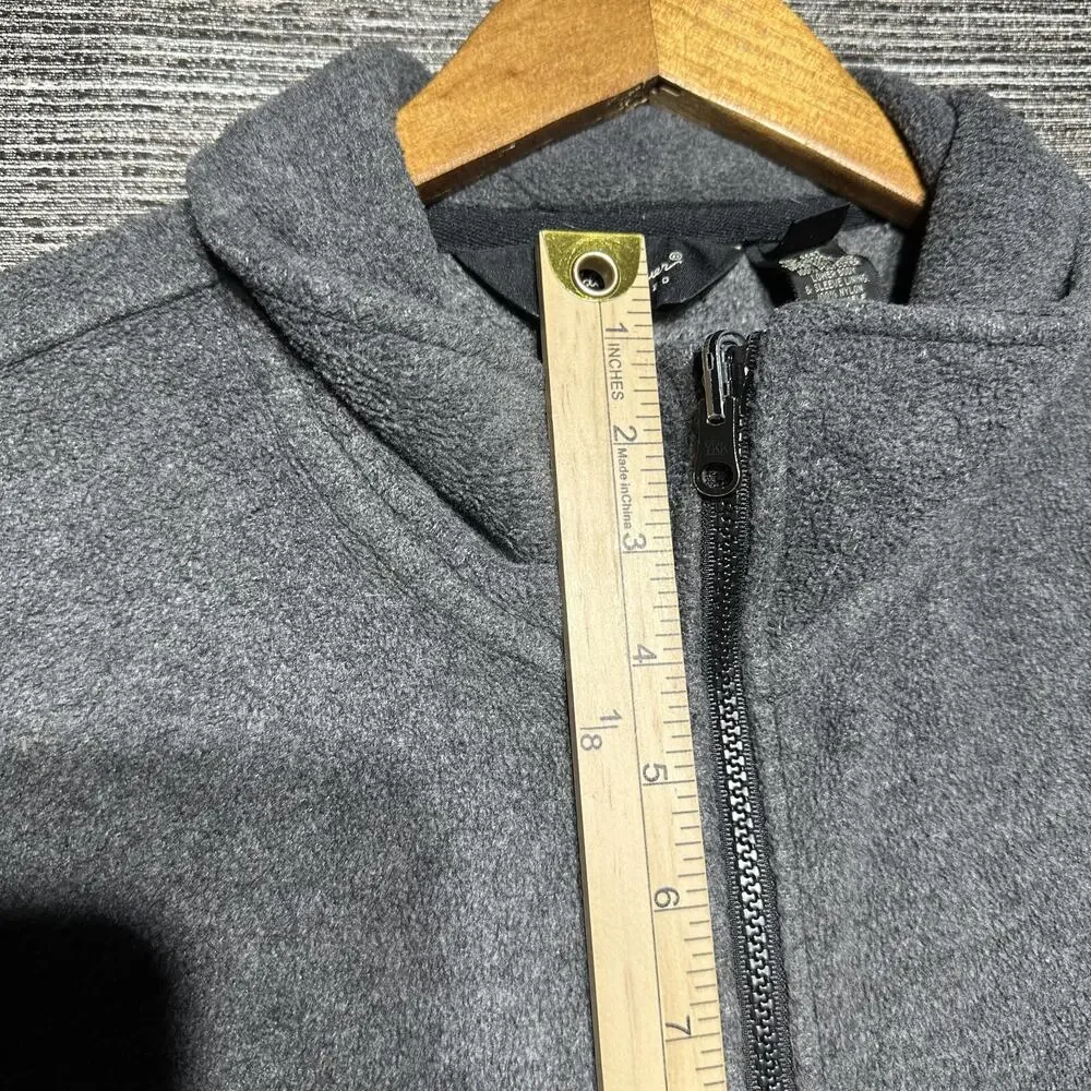 Eddie Bauer Sweater Men's M Gray Full Zip Fleece Pullover Long Sleeve Nylon